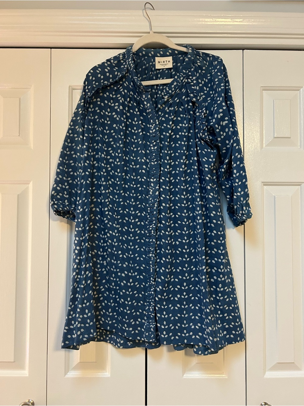 Mirth Blue Printed Midi Shirt Dress